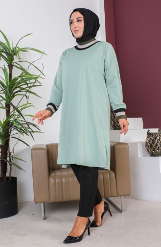 Plus Size Ribbed Tunic 2030-02 Mint Green 2030-02