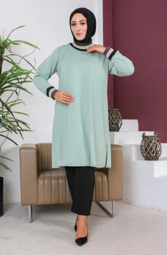 تونيك مضلع بمقاسات كبيرة 2030-02 لون أخضر نعناعي 2030-02