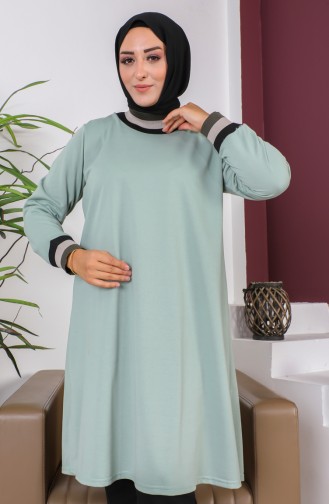 Plus Size Ribbed Tunic 2030-02 Mint Green 2030-02
