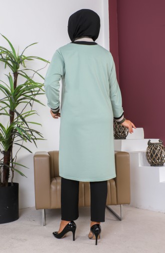 Plus Size Ribbed Tunic 2030-02 Mint Green 2030-02