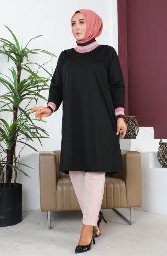 Plus Size Ribbed Tunic 2030-03 Black 2030-03