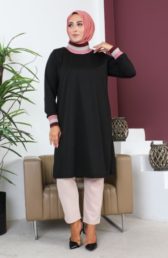 Plus Size Ribbed Tunic 2030-03 Black 2030-03