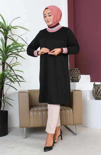 Plus Size Ribbed Tunic 2030-03 Black 2030-03