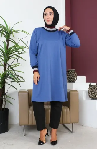 Plus Size Ribbed Tunic 2030-04 Blue 2030-04