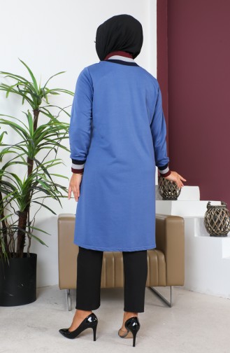 Plus Size Ribbed Tunic 2030-04 Blue 2030-04