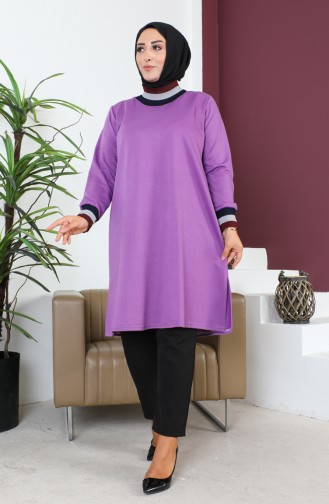 Plus Size Ribbed Tunic 2030-05 Lilac 2030-05
