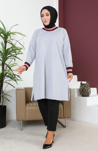 Plus Size Ribbed Tunic 2030-06 Gray 2030-06