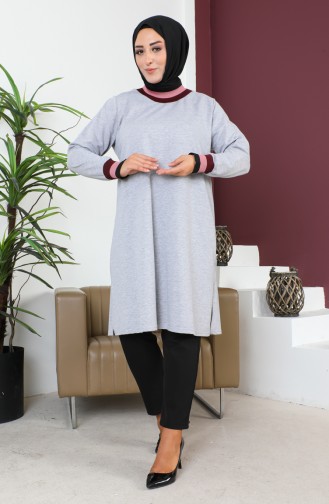 Plus Size Ribbed Tunic 2030-06 Gray 2030-06