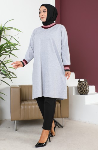 Plus Size Ribbed Tunic 2030-06 Gray 2030-06