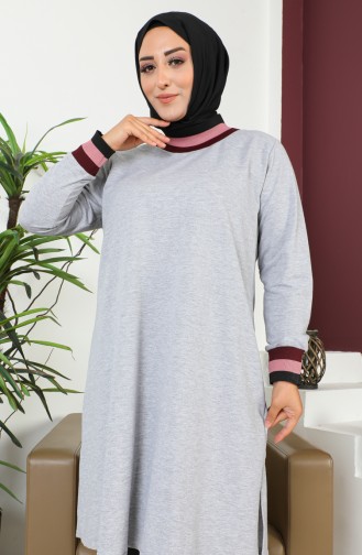 Plus Size Ribbed Tunic 2030-06 Gray 2030-06