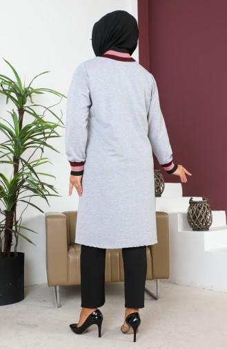 Plus Size Ribbed Tunic 2030-06 Gray 2030-06