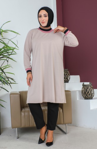 Plus Size Ribbed Tunic 2030-07 Cream 2030-07