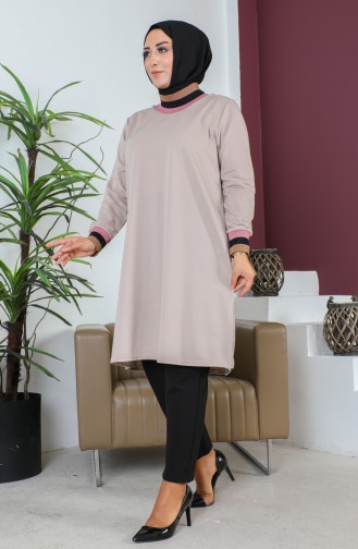 Plus Size Ribbed Tunic 2030-07 Cream 2030-07