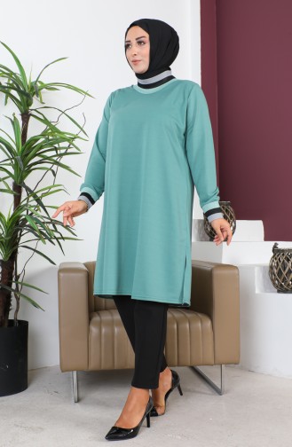 Plus Size Ribbed Tunic 2030-08 Green 2030-08