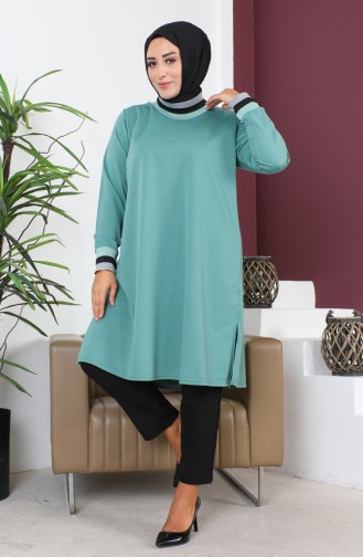 Plus Size Ribbed Tunic 2030-08 Green 2030-08