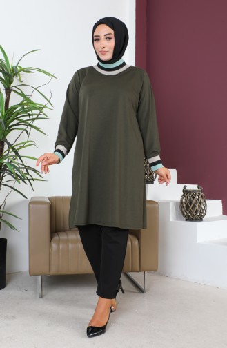 Plus Size Ribbed Tunic 2030-09 Khaki 2030-09