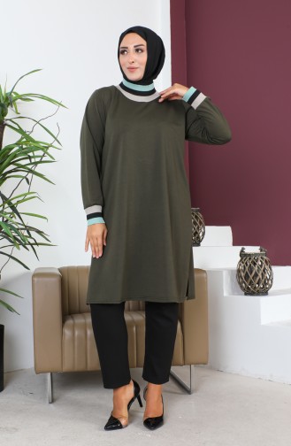 Plus Size Ribbed Tunic 2030-09 Khaki 2030-09