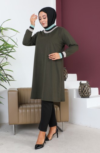 Plus Size Ribbed Tunic 2030-09 Khaki 2030-09