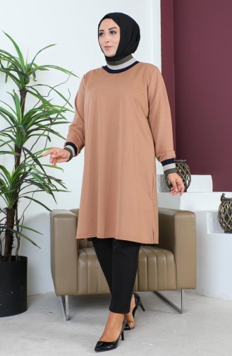 Plus Size Ribbed Tunic 2030-10 Biscuit 2030-10