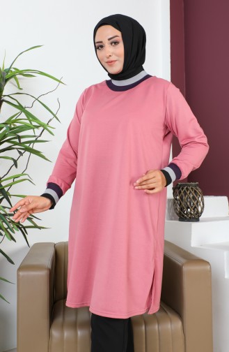 Plus Size Ribbed Tunic 2030-11 Pink 2030-11