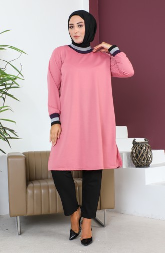 Plus Size Ribbed Tunic 2030-11 Pink 2030-11