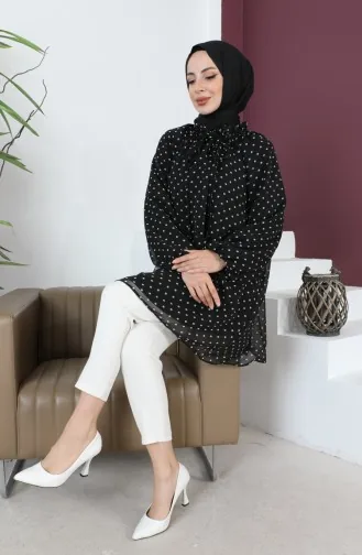 Polka Dot Chiffon Tunic 6028B-01 Black 6028B-01