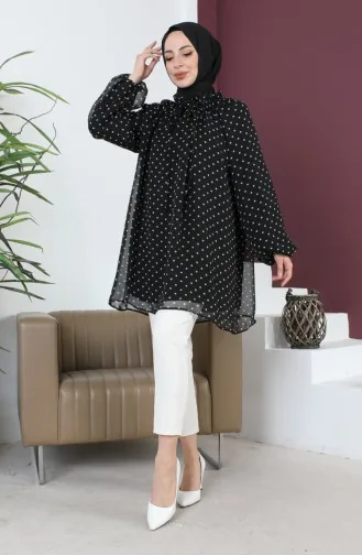 Polka Dot Chiffon Tunic 6028B-01 Black 6028B-01