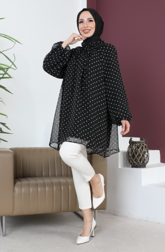 تونيك شيفون منقط 6028B-01 لون أسود 6028B-01
