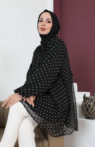 تونيك شيفون منقط 6028B-01 لون أسود 6028B-01
