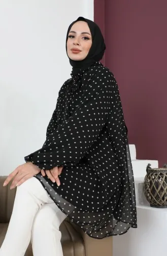 Polka Dot Chiffon Tunic 6028B-01 Black 6028B-01