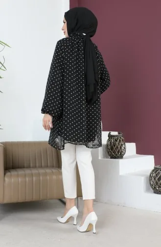 Polka Dot Chiffon Tunic 6028B-01 Black 6028B-01