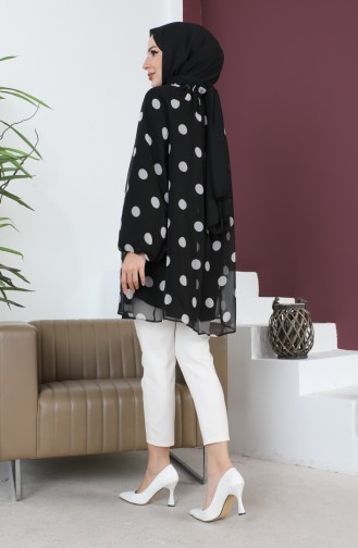 Gepunktete Chiffon-Tunika 6028C-01 Schwarz 6028C-01