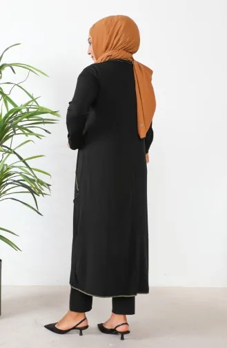 Plus Size Overlock Detailed Long Tunic 232329-01 Black 232329-01