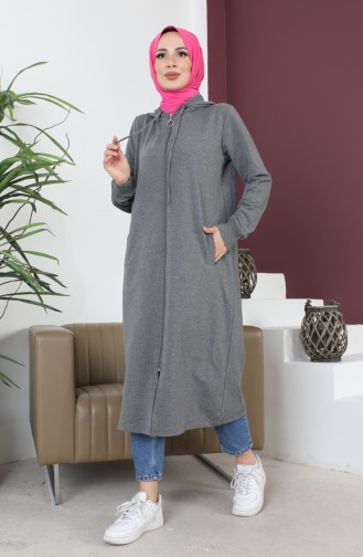 Front Zippered Cardigan Tunic 232331-01 Gray 232331-01