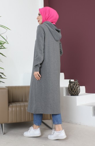 Front Zippered Cardigan Tunic 232331-01 Gray 232331-01