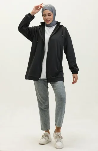 Oyya Kapüşonlu Oversize Fermuarlı Sweatshirt 238495-01 Antrasit Gri