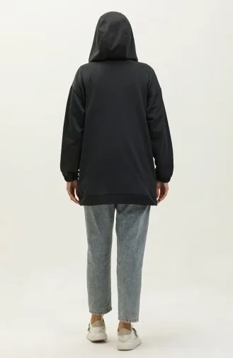 Oyya Kapüşonlu Oversize Fermuarlı Sweatshirt 238495-01 Antrasit Gri