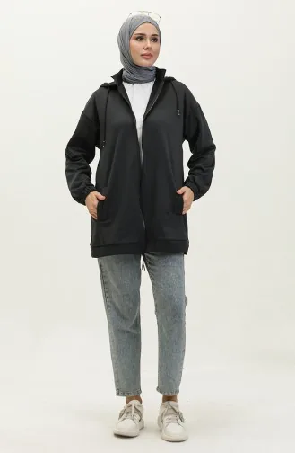 Oyya Kapüşonlu Oversize Fermuarlı Sweatshirt 238495-01 Antrasit Gri