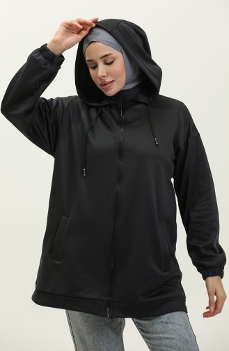 Oyya Hooded Oversize Zippered Sweatshirt 238495-01 Anthracite Gray 238495-01