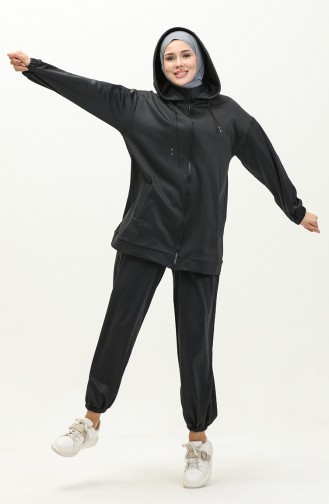 Costume Double Oyya Avec Pantalon De Jogging Texturé Doux 238493-01 Gris Anthracite 238493-01