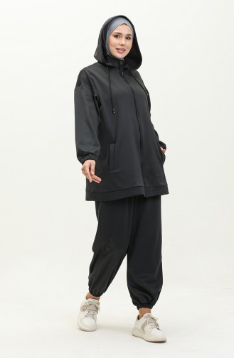 Costume Double Oyya Avec Pantalon De Jogging Texturé Doux 238493-01 Gris Anthracite 238493-01