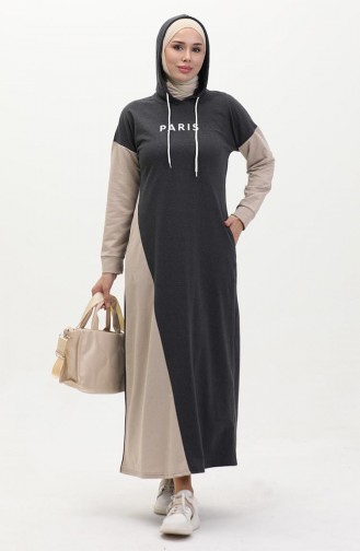 Color Garnished Sweat Dress 3009-03 Anthracite 3009-03