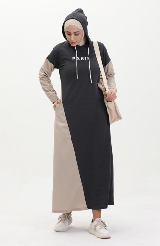 Color Garnished Sweat Dress 3009-03 Anthracite 3009-03