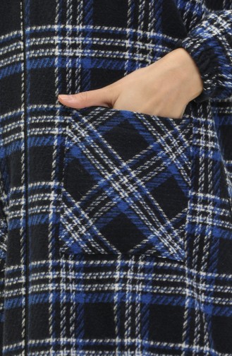 Plaid Hooded Cape  1224-02 Dark Blue 1224-02