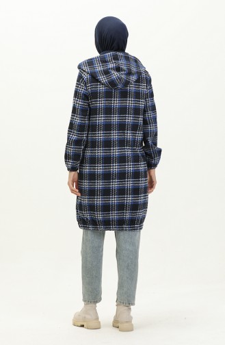 Plaid Hooded Cape  1224-02 Dark Blue 1224-02