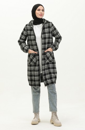 Plaid Hooded Cape 1224-01 Black 1224-01