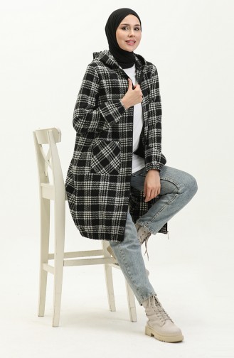 Plaid Hooded Cape 1224-01 Black 1224-01