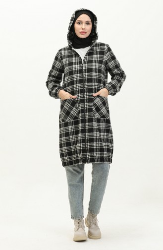 Plaid Hooded Cape 1224-01 Black 1224-01