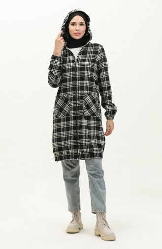 Plaid Hooded Cape 1224-01 Black 1224-01