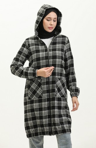 Plaid Hooded Cape 1224-01 Black 1224-01